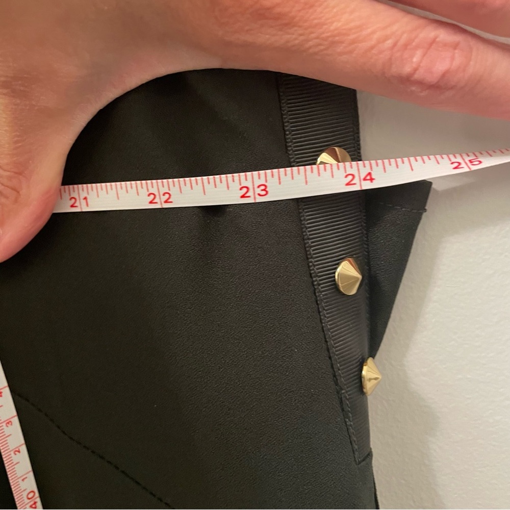 Black Midi Dress, Heavy Gold Studs, Scoop Neck, Rock n Roll, Flowy, Goth, Moto - Picture 10 of 10